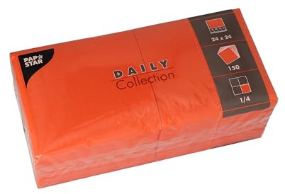 PAPSTAR, 150 Servietten DAILY Collection 1/4-Falz 24 cm x 24 cm nektarine
