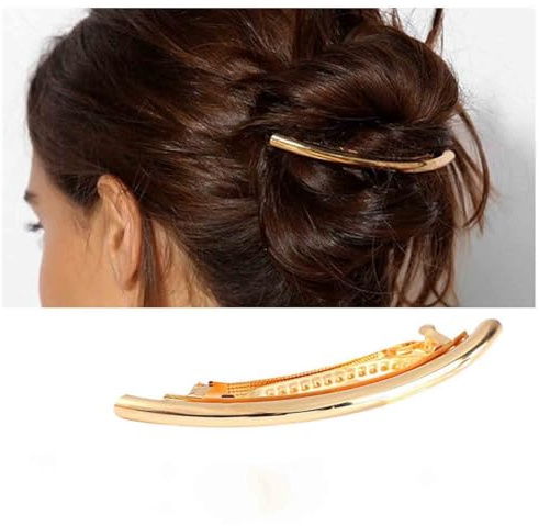 Cybche Einfache Haarspangen Gold Metall Haarspangen Gebogenen Clip Barrette Lange Bar Haarspange Barrette Dekorative Metall Haarschmuck Schmuck Für Frauen Kopfschmuck(gold2)