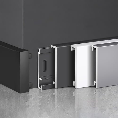 Raouoae Battiscopa in Alluminio, Bordatura E Perlina per Pavimento Laminato Elegante Finitura per Ristrutturazioni 125 Cm* 2 Pezzi Perfetto per Pareti E Pavimenti(Coffee with Milk,Height:60 mm)