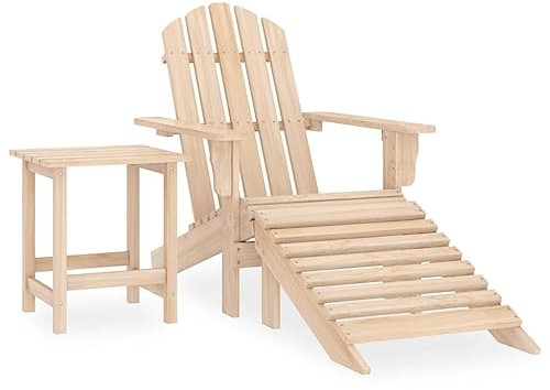 UJCHVHN Item-Garden Adirondack Stuhl mit Ottomane und Tisch, massives Tannenholz, Outdoor-Möbel-Sets