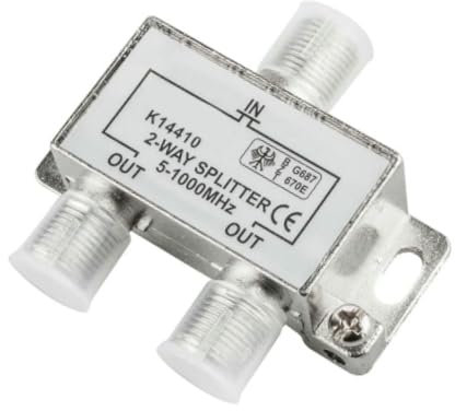 Distribuidor 2 vías, 5-1000 MHz, Ideal para Dividir señal de TV y Antenas, optimizando la recepción en múltiples Dispositivos.