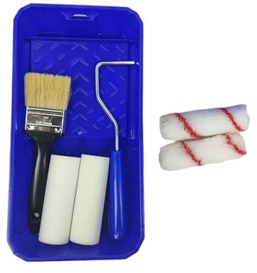 XPJYUA Paint Roller Brush Paint Roller Brush Kits Flooring Roller Easy to Grip Smooth with Tray for Garden Household Ceiling Door Office