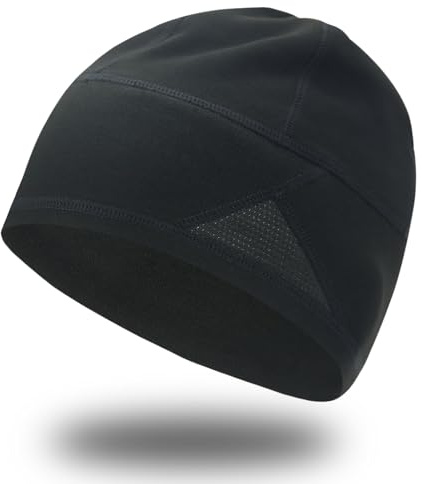 Lightweight Beanie Hat, Breathable & Warming, Stretchy & Helmet Compatible, for Running, Cycling & Outdoor Sports, Unisex Skull Cap for Men and Women, black, One Size