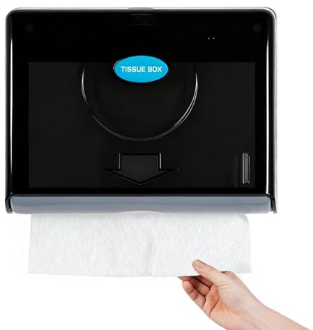 Pollock Paper Towel Dispenser, Holds 200 Paper, Multifold Hand Towel Dispenser Wall Mounted Commercial, Compatible Z-Fold & H2, No Drill Tissue Dispenser for Kitchen Bathroom Hotel Resturant, Black