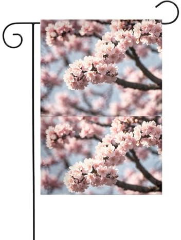 YYHHAOFA Drapeau de jardin en fleurs de cerisier en fleurs - Décoration de cour - 30,5 x 45,7 cm - Pour jardin, terrasse, balcon