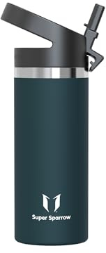 Sparrow Gourde Isotherme 500ml/750ml/1L/1.2L - Inox Gourdes avec Paille | Bouteille Isotherme avec Paille Gourde Inox , Anti-Fuite sans BPA, Chaud & Froid, Lave-Vaisselle, Sport, École ou Voyage