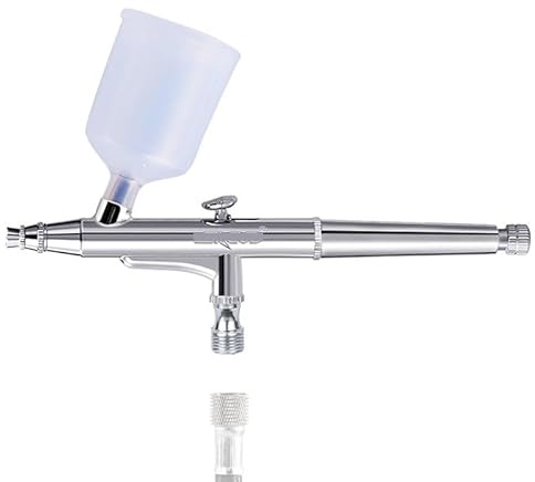 BCJMKDX Kit de Pistola neumática, Juego de aerógrafo de 0,3 mm con Pistola pulverizadora de Doble acción con depósito de 20/40 CC, Conector y Llave de reparación for decoración de uñas y Pasteles.