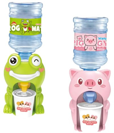 Gogogmee 2 Piezas Dispensador Agua Infantil Mini Juguete Fuente Agua Cartoon Multifuncción Plástico Seguro para Educativo Interactivo