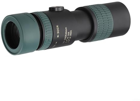 Gdfnmogo Leistungsstarkes Monokular-Teleskop mit 10–300-facher Zoom, Nachtsicht bei schlechten Lichtverhältnissen, mehrschichtiger grüner FMC-Film und Handy-Adapter, hohe Vergrößerung (nur Monokular)