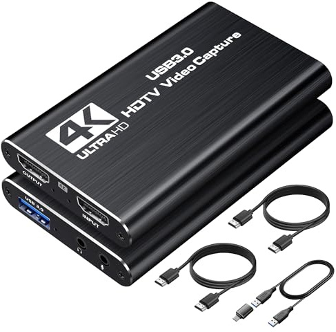 Video Capture Card, avedio vänster USB C/A HDMI-Capture Card med 4K@60Hz slinga, USB 3.0 1080P 60FPS videospel Capture för streaming, fungerar för PS5/switch/OBS/PC/Kamera