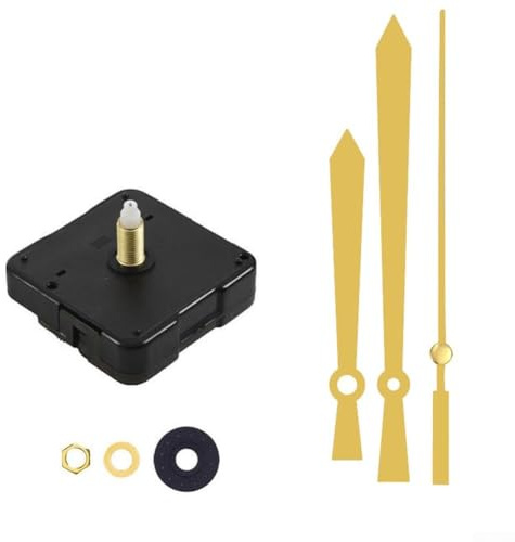 Honseadek Kit de movimiento de reloj silencioso para relojes de pared, mecanismo de cuarzo de repuesto con eje de 20 mm, dorado/negro + rojo (dorado)