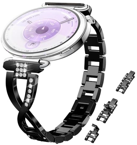 KeHowy 18 mm metallrem för Huawei Watch GT 6 41 mm/GT 5 Pro 42 mm/GT5/GT4 41 mm, elegant enkel kedja metallarmband, kvinnor bling rostfritt stål klockarmband för Huawei Watch 5 42 mm