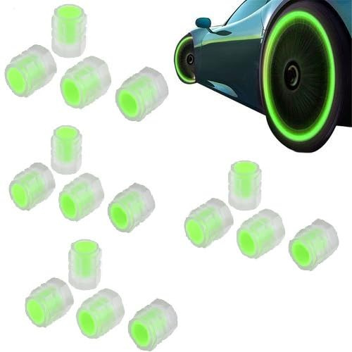 20 Stück Auto Leuchtende Ventilkappen, Ventildeckel Fluoreszierend, Set Leuchtender Reifenventilkappen, Korrosionsbeständig, Universelle Ventilkappen Für Auto, LKW, Motorräder, SUV, Fahrräder