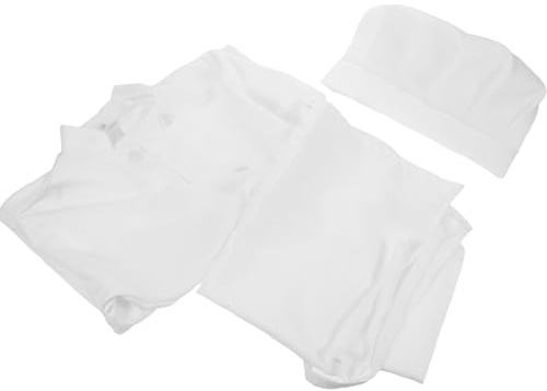 TOGEVAL Set Grembiule da Cucina e Cappello Chef, Vestito da Fornaio Unisex 120 Cm, Costume da Chef per Ragazzi e Ragazze per Giochi di Ruolo e Feste di Carnevale