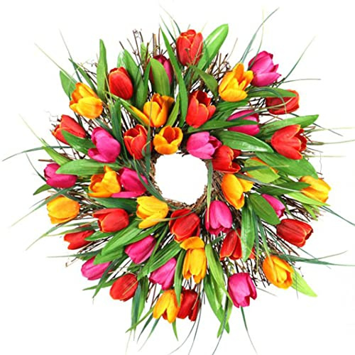 Spring Wreath Artificial Simulation Flower Garland for Front Door 40cm Style1