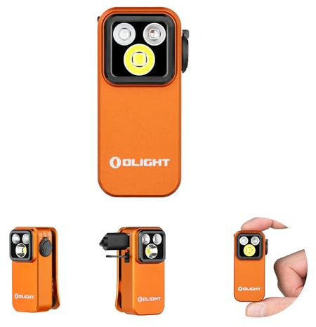 OLIGHT Oclip Pro S Rechargeable Clip-on Torch with 5 Light Sources, Orange | 600 Lumens, RGB, UV, USB-C Charging, Flash Modes, Magnetic Clip, Inspection, Signaling, Work, Outdoor, Emergency Use