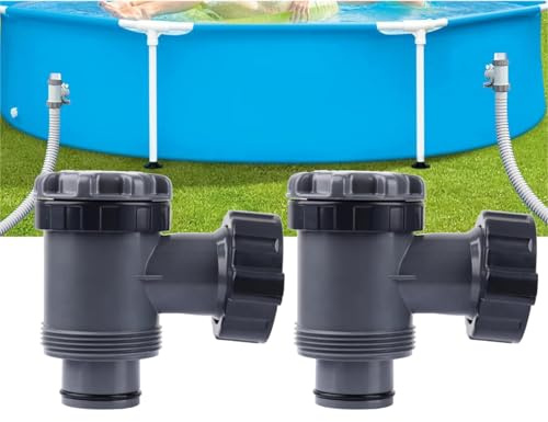 2 stycken poolstoppningskran 38 mm för pooler över jorden – reservkolvventil för 1–1/2 tums slang, kompatibel med Intex & Bestway poolfilterpumpar, inlopps-/utloppsventil av PVC pooltillbehör
