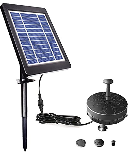 RASTKY Pompe de Fontaine Solaire Respectueuse de L'environnement avec Lumière LED, Pompe à Eau Solaire Automatique sans Balais pour Bassin de Jardin, Aquarium, de Fontaine à énergie 160 L/H IP68