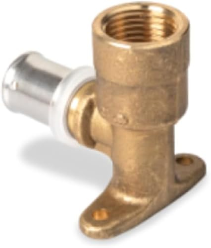 Set di 2 gomiti con base di fissaggio lunga, multistrato a crimpare, ottone, Ø16, 16 x 2,0-1/2