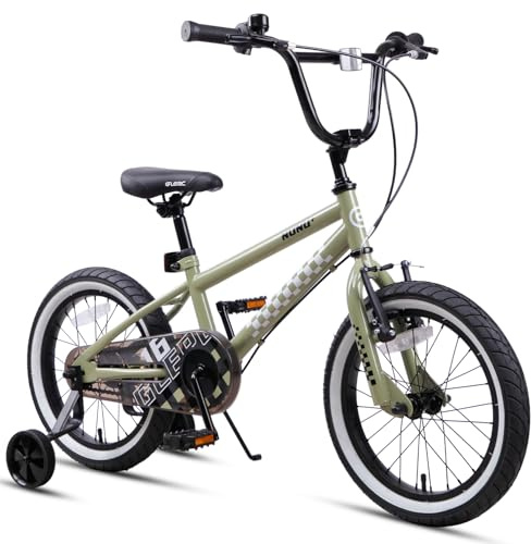 Glerc NuNu 12-, 14-, 16- und 18-Zoll-Kinderfahrrad für Jungen im BMX-Stil für 2- bis 10-Jährige, Kleinkind- und Kinderfahrräder mit Stützrädern, Ständer und Zwei Handbremsen