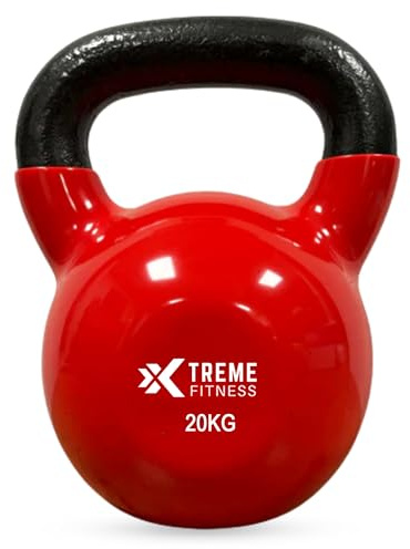 Xtreme Fitness Premium Kugelhantel 4-24 kg mit Vinyl beschichtung | Massive Gusseisen Kettlebell mit ergonomischem Griff, Robuste Hantel für Kraft Training, für CrossFit, HIIT und Home Gym