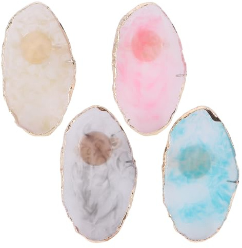 BUTIFULSIC 4pcs Resin Nail Art Ring Palette Portable and Wearable Mini Manicure Color Mixing Tray for Beauty Salon and Party Use