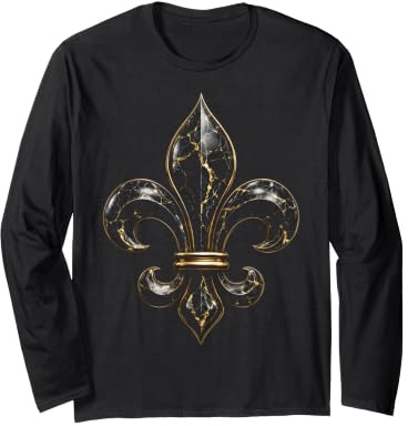 Motif emblème Royal héraldique Fleur de lys Noir Manche Longue