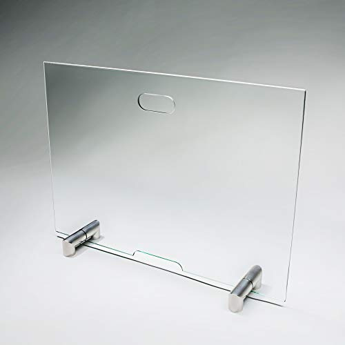 BIJON Kaminschutzgitter aus Spezial-Sicherheitsglas | Hitzeschutz Funkenschuztgitter, Ofenschutzgitter aus echtem ESG-Glas, Kamin Ofen Glas Funkenschutz FIREpro - 90 x 70 cm