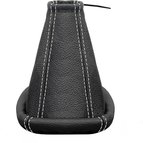Schaltsack für Opel Corsa B & Tigra A - Bj. 1993-2001 - aus echtem Leder - Schwarz Weiß - Schaltmanschette - Manschette für Gangschaltung - Schalthebelmanschette Schaltgetriebe - Echtleder - A0003-4