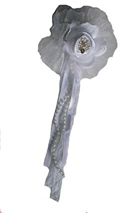 Véranno Remonte traîne - Broche - Barrette - Fleur en Tissus Blanche N°1, Accessoire de Mariage - Bijoux Mariage