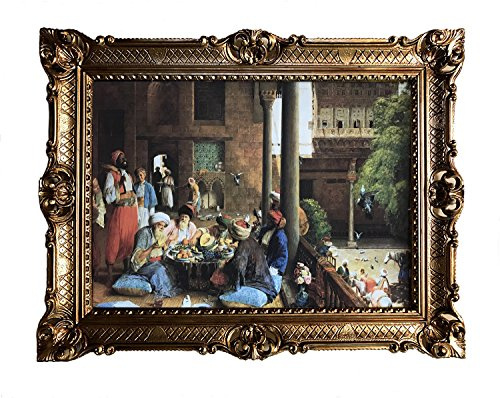 Made in Italy Gemälde SOHBAT am Basar Orient Oriental orientalische bilder Bild mit Rahmen Wandbild 90x70cm Kunstdrucke und Gemälde Retro Repro Antik für Cafe Bar Home Büro Praxis 58B
