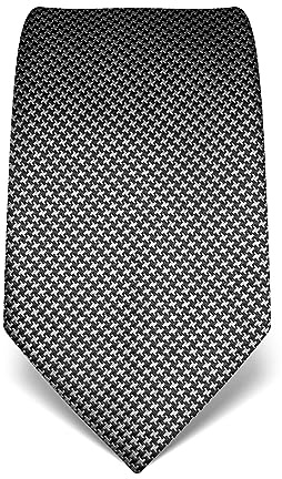 Vincenzo Boretti cravatta elegante classica da uomo, 8 cm x 15 cm, di pura seta di alta qualità, idrorepellente e antisporco, motivo pied-de-poule bianco/antracite