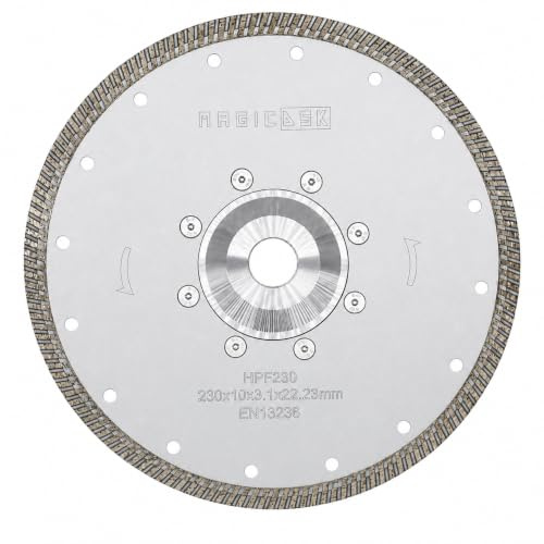 MAGICDSK HPF230 Disco Diamantato Turbo con flangia Professionale 230 mm per Cemento Armato, Calcestruzzo, Granito, Pietra e Laterizi – Flangia foro 22,23 mm