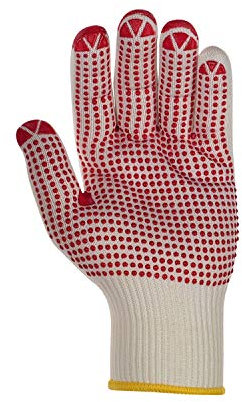 (12 Paar) teXXor Handschuhe Feinstrickhandschuhe Baumwolle/Nylon 12 x beige/rote Noppen 8