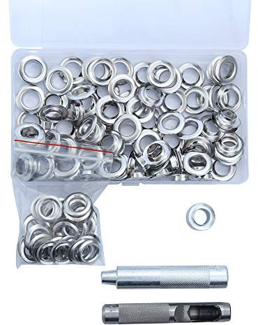 Grommet Werkzeug Kit Ösenzange Set Ösen10 mm (2/5 Zoll) Ösenwerkzeug für Leder Stoff Planen Papier Vorhang Poolabdeckung Title
