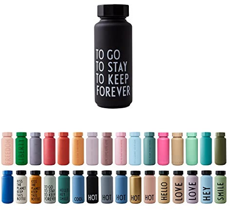 Design Letters Bouteille d'eau isotherme en acier inoxydable | 500 ml | Bouteille isotherme à double paroi pour eau chaude et froide | Bouteille isotherme pour voyage et salle de sport | Sans BPA et