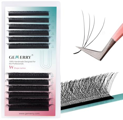 GEMERRY 0,07 mm D 8-14mm lashes 4D Extensiones de Pestañas Prefabricadas | Abanico de Mezclas Pestañas Gruesas de Volumen de Pestañas Individuales(W-4D-007-d cur-8-14mix)