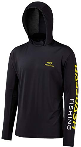 Bassdash UPF 50+ -T-Shirt da Pesca Rashguard Protezione Solare Felpa da Uomo con Cappuccio e Protezione dai Raggi UV