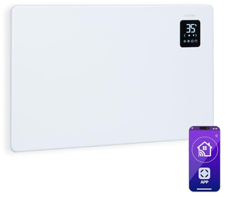 Klarstein Calefacción eléctrica, calentador convector independiente o montado en la pared, calefacción eléctrica de bajo consumo, control de aplicación, calefacción silenciosa, calefacción eléctrica,