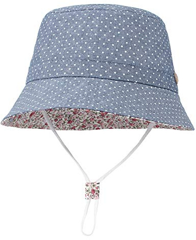 GEMVIE Niños Sombrero Pescador de Bebé Sol Protección Algódon Unisexo Gorro Ajustable Plegable Estapado Estrella Verano UV Hat Niña (Azul, 6-12meses)