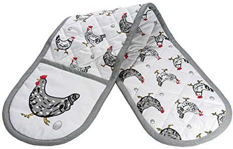 SPOTTED DOG GIFT COMPANY - Doppelter Ofenhandschuh mit Hühner-Motiven - Baumwolle - Küchenhandschuhe zum Grillen, Backen und Kochen - Geschenk für Hühnerliebhaber