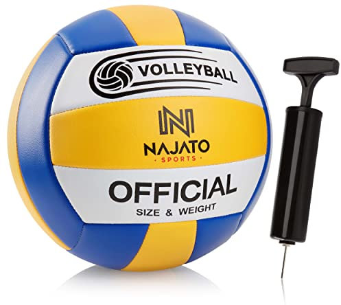 NAJATO Sports Volleyball – Langlebiger Beachvolleyball inkl. Ballpumpe – Für den Outdoor & Indoor Bereich