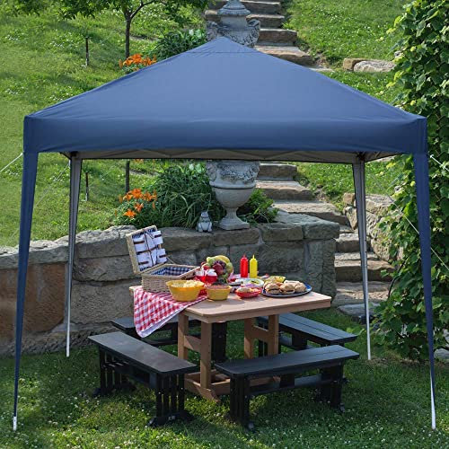 Bonnlo Pop Up Gazebo 2x2m, Easy One Person Setup Instant Outdoor Canopy, Folding Garden Gazebo Party Tent (Blue)