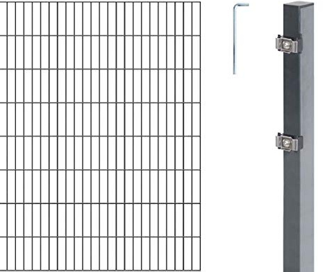 Alberts 650988 Doppelstabmattenzaun als 12 tlg. Zaun-Komplettset | verschiedene Längen und Höhen | kunststoffbeschichtet, anthrazit | Höhe 180 cm | Länge 10 m