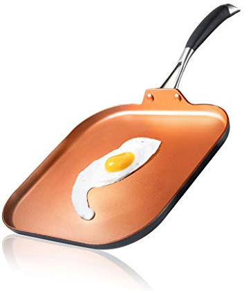 NutriChef Non-Stick Square Frying Pan, 11 Nonstick Skillet, Scratch Resistance, PFOA-Free, PFOS-Free Home Use for All Stoves