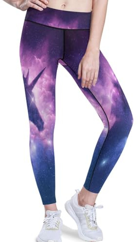 visesunny High Waist Yoga Pants with Pockets Unicorn Galaxy Cloud Soft Tummy Control Workout Leggings