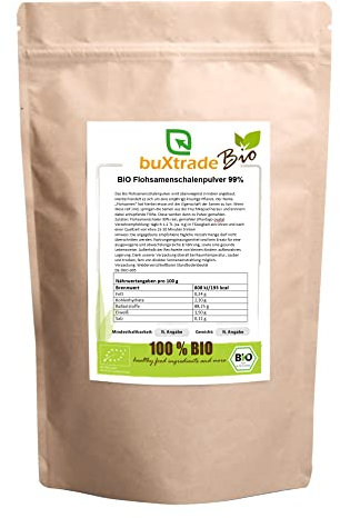 2 kg | Bio Flohsamenschalenpulver 99% | Pulver | Flohsamen | Buxtrade