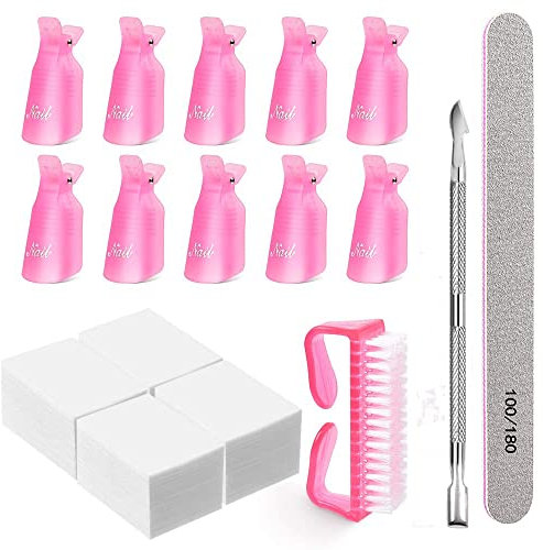Warm Girl 10 Stück Nagellackentferner Clips Nagel Klammer für Poly Nagelgel, Nagelfeilen, Edelstahl Nagelhautschieber, Soak Off Clip Cap UV Gel poliermittel Entferner Wrap Nail Tool