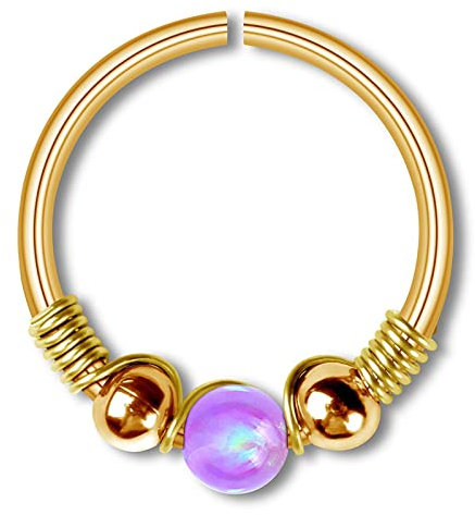 AMDXD Nasenstecker 20 Gauge, Edelstahl Ring Septum Gold Grün Hoop Kugel, Piercing Körperschmuck mit Opal Grün für Männer Frauen, 1STK