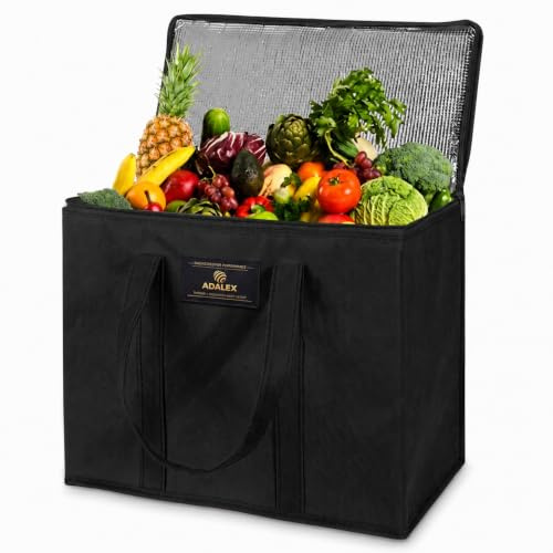 Adalex Global 16L Cool Bag Cooler Bag and Cooler Box, Insulated Food Delivery for Uber Eats, Thermal for Hot and Frozen Food, Picnic and Grocery Delivery, Freezer Shopping (30x18x30cm 16l Black, L)